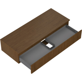 Mexen Rivel kúpeľňová skrinka pod umývadlo 120 cm s pracovnou doskou, 1 zásuvka, drážkovaná, orech - 91A20-12023-1-BFC86