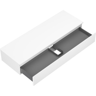 Mexen Rivel kúpeľňová skrinka pod umývadlo 140 cm s pracovnou doskou, 1 zásuvka, drážkovaná, matne biela - 91A20-14023-1-BFC01