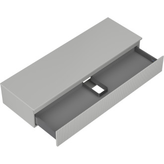 Mexen Rivel kúpeľňová skrinka pod umývadlo 140 cm s pracovnou doskou, 1 zásuvka, drážkovaná, matne šedá - 91A20-14023-1-BFC62