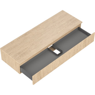 Mexen Rivel kúpeľňová skrinka pod umývadlo 140 cm s pracovnou doskou, 1 zásuvka, drážkovaná, dub - 91A20-14023-1-BFC81