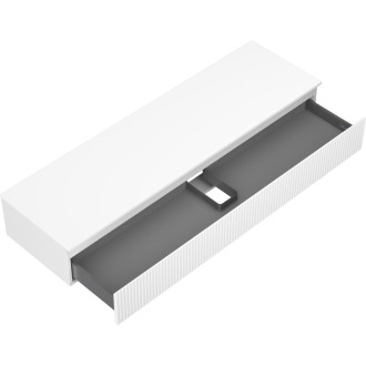 Mexen Rivel kúpeľňová skrinka pod umývadlo 160 cm s pracovnou doskou, 1 zásuvka, drážkovaná, matná biela - 91A20-16023-1-BFC01