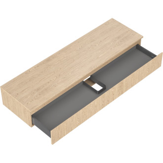 Mexen Rivel kúpeľňová skrinka pod umývadlo 160 cm s pracovnou doskou, 1 zásuvka, drážkovaná, dub - 91A20-16023-1-BFC81