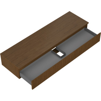 Mexen Rivel kúpeľňová skrinka pod umývadlo 160 cm s pracovnou doskou, 1 zásuvka, drážkovaná, orech - 91A20-16023-1-BFC86