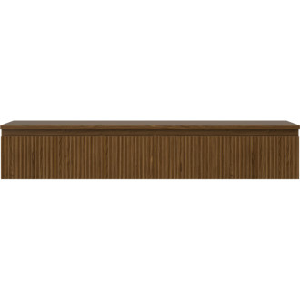 Mexen Rivel kúpeľňová skrinka pod umývadlo 140 cm s pracovnou doskou, 1 zásuvka, drážkovaná, orech - 91A20-14023-1-BFC86