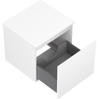 Mexen Rivel kúpeľňová skrinka pod umývadlo 50 cm s pracovnou doskou, 1 zásuvka, drážkovaná, matná biela - 91A20-05047-1-BFC01