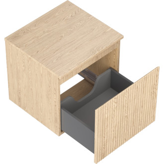 Mexen Rivel kúpeľňová skrinka pod umývadlo 50 cm s pracovnou doskou, 1 zásuvka, drážkovaná, dub - 91A20-05047-1-BFC81