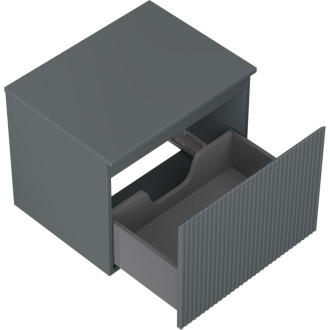 Mexen Rivel kúpeľňová skrinka pod umývadlo 60 cm s pracovnou doskou, 1 zásuvka, drážkovaná, matný grafit - 91A20-06047-1-BFC66