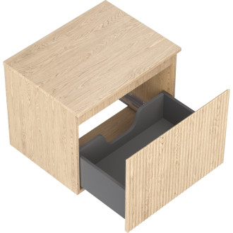 Mexen Rivel kúpeľňová skrinka pod umývadlo 60 cm s pracovnou doskou, 1 zásuvka, drážkovaná, dub - 91A20-06047-1-BFC81