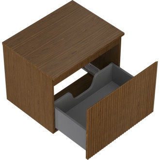 Mexen Rivel kúpeľňová skrinka pod umývadlo 60 cm s pracovnou doskou, 1 zásuvka, drážkovaná, orech - 91A20-06047-1-BFC86