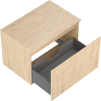 Mexen Rivel kúpeľňová skrinka pod umývadlo 70 cm s pracovnou doskou, 1 zásuvka, drážkovaná, dub - 91A20-07047-1-BFC81