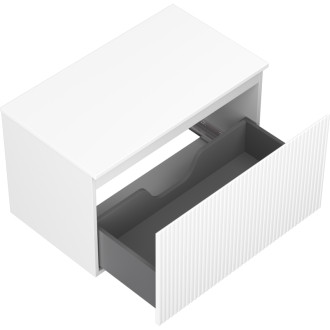 Mexen Rivel kúpeľňová skrinka pod umývadlo 80 cm s doskou, 1 zásuvka, drážkovaná, matná biela - 91A20-08047-1-BFC01