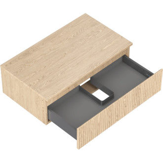 Mexen Rivel kúpeľňová skrinka pod umývadlo 80 cm s pracovnou doskou, 1 zásuvka, drážkovaná, dub - 91A20-08047-1-BFC81