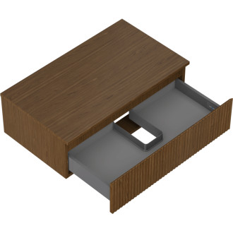 Mexen Rivel kúpeľňová skrinka pod umývadlo 80 cm s pracovnou doskou, 1 zásuvka, drážkovaná, orech - 91A20-08047-1-BFC86