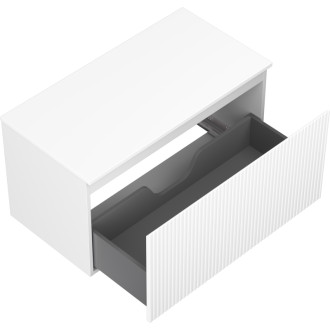 Mexen Rivel kúpeľňová skrinka pod umývadlo 90 cm s pracovnou doskou, 1 zásuvka, drážkovaná, matná biela - 91A20-09047-1-BFC01