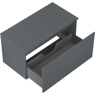 Mexen Rivel kúpeľňová skrinka pod umývadlo 90 cm s pracovnou doskou, 1 zásuvka, drážkovaná, matný grafit - 91A20-09047-1-BFC66