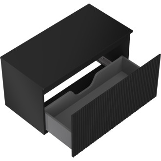 Mexen Rivel kúpeľňová skrinka pod umývadlo 90 cm s pracovnou doskou, 1 zásuvka, drážkovaná, matná čierna - 91A20-09047-1-BFC71