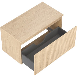 Mexen Rivel kúpeľňová skrinka pod umývadlo 90 cm s pracovnou doskou, 1 zásuvka, drážkovaná, dub - 91A20-09047-1-BFC81