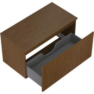 Mexen Rivel kúpeľňová skrinka pod umývadlo 90 cm s pracovnou doskou, 1 zásuvka, drážkovaná, orech - 91A20-09047-1-BFC86