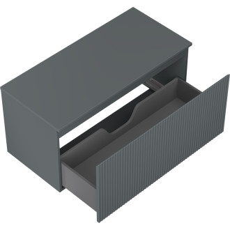 Mexen Rivel kúpeľňová skrinka pod umývadlo 100 cm s pracovnou doskou, 1 zásuvka, drážkovaná, matný grafit - 91A20-10047-1-BFC66