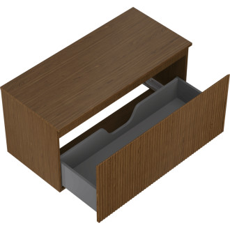 Mexen Rivel kúpeľňová skrinka pod umývadlo 100 cm s pracovnou doskou, 1 zásuvka, drážkovaná, orech - 91A20-10047-1-BFC86