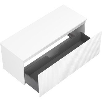 Mexen Rivel kúpeľňová skrinka pod umývadlo 120 cm s pracovnou doskou, 1 zásuvka, drážkovaná, matná biela - 91A20-12047-1-BFC01