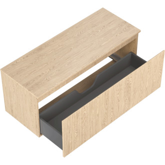 Mexen Rivel kúpeľňová skrinka pod umývadlo 120 cm s pracovnou doskou, 1 zásuvka, drážkovaná, dub - 91A20-12047-1-BFC81