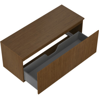 Mexen Rivel kúpeľňová skrinka pod umývadlo 120 cm s pracovnou doskou, 1 zásuvka, drážkovaná, orech - 91A20-12047-1-BFC86