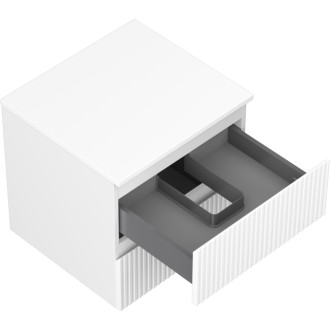 Mexen Rivel kúpeľňová skrinka pod umývadlo 50 cm s doskou, 2 zásuvky, drážkovaná, matná biela - 91A20-05047-2-BFFC01