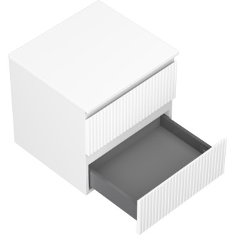 Mexen Rivel kúpeľňová skrinka pod umývadlo 50 cm s doskou, 2 zásuvky, drážkovaná, matná biela - 91A20-05047-2-BFFC01