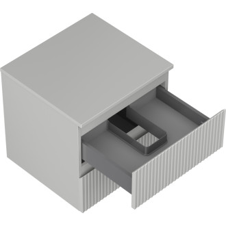 Mexen Rivel kúpeľňová skrinka pod umývadlo 50 cm s doskou, 2 zásuvky, drážkovaná, matne šedá - 91A20-05047-2-BFFC62