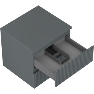 Mexen Rivel kúpeľňová skrinka pod umývadlo 50 cm s pracovnou doskou, 2 zásuvky, drážkovaná, matný grafit - 91A20-05047-2-BFFC66