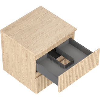 Mexen Rivel kúpeľňová skrinka pod umývadlo 50 cm s pracovnou doskou, 2 zásuvky, drážkovaná, dub - 91A20-05047-2-BFFC81