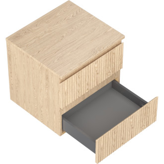 Mexen Rivel kúpeľňová skrinka pod umývadlo 50 cm s pracovnou doskou, 2 zásuvky, drážkovaná, dub - 91A20-05047-2-BFFC81