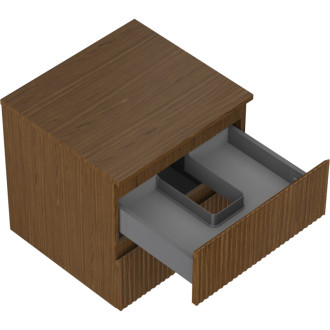 Mexen Rivel kúpeľňová skrinka pod umývadlo 50 cm s pracovnou doskou, 2 zásuvky, drážkovaná, orech - 91A20-05047-2-BFFC86