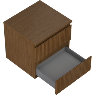 Mexen Rivel kúpeľňová skrinka pod umývadlo 50 cm s pracovnou doskou, 2 zásuvky, drážkovaná, orech - 91A20-05047-2-BFFC86