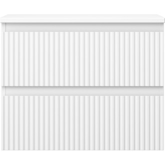 Mexen Rivel kúpeľňová skrinka pod umývadlo 60 cm s doskou, 2 zásuvky, drážkovaná, matná biela - 91A20-06047-2-BFFC01