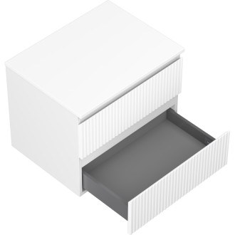 Mexen Rivel kúpeľňová skrinka pod umývadlo 60 cm s doskou, 2 zásuvky, drážkovaná, matná biela - 91A20-06047-2-BFFC01