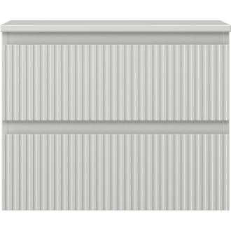 Mexen Rivel kúpeľňová skrinka pod umývadlo 60 cm s doskou, 2 zásuvky, drážkovaná, matne šedá - 91A20-06047-2-BFFC62