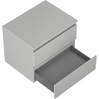 Mexen Rivel kúpeľňová skrinka pod umývadlo 60 cm s doskou, 2 zásuvky, drážkovaná, matne šedá - 91A20-06047-2-BFFC62