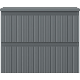 Mexen Rivel kúpeľňová skrinka pod umývadlo 60 cm s pracovnou doskou, 2 zásuvky, drážkovaná, matný grafit - 91A20-06047-2-BFFC66