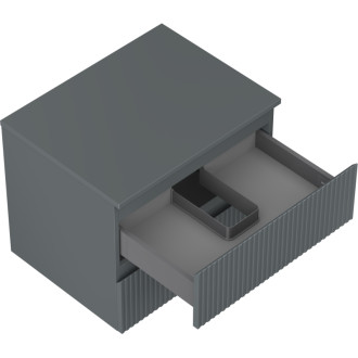 Mexen Rivel kúpeľňová skrinka pod umývadlo 60 cm s pracovnou doskou, 2 zásuvky, drážkovaná, matný grafit - 91A20-06047-2-BFFC66