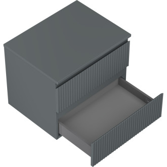 Mexen Rivel kúpeľňová skrinka pod umývadlo 60 cm s pracovnou doskou, 2 zásuvky, drážkovaná, matný grafit - 91A20-06047-2-BFFC66