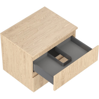 Mexen Rivel kúpeľňová skrinka pod umývadlo 60 cm s pracovnou doskou, 2 zásuvky, drážkovaná, dub - 91A20-06047-2-BFFC81