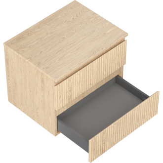 Mexen Rivel kúpeľňová skrinka pod umývadlo 60 cm s pracovnou doskou, 2 zásuvky, drážkovaná, dub - 91A20-06047-2-BFFC81