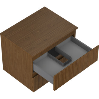 Mexen Rivel kúpeľňová skrinka pod umývadlo 60 cm s pracovnou doskou, 2 zásuvky, drážkovaná, orech - 91A20-06047-2-BFFC86