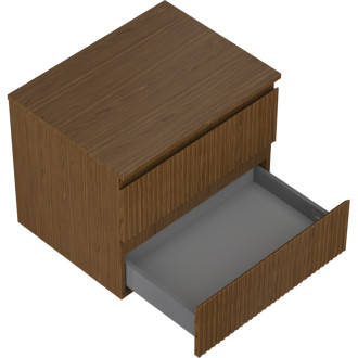 Mexen Rivel kúpeľňová skrinka pod umývadlo 60 cm s pracovnou doskou, 2 zásuvky, drážkovaná, orech - 91A20-06047-2-BFFC86