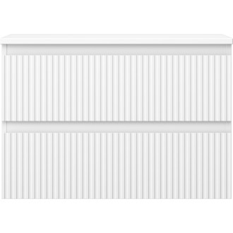 Mexen Rivel kúpeľňová skrinka pod umývadlo 70 cm s pracovnou doskou, 2 zásuvky, drážkovaná, matne biela - 91A20-07047-2-BFFC01