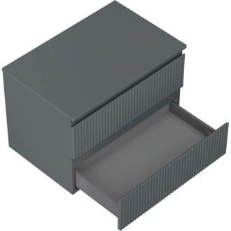 Mexen Rivel kúpeľňová skrinka pod umývadlo 70 cm s pracovnou doskou, 2 zásuvky, drážkovaná, matný grafit - 91A20-07047-2-BFFC66