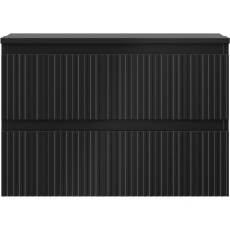 Mexen Rivel kúpeľňová skrinka pod umývadlo 70 cm s pracovnou doskou, 2 zásuvky, drážkovaná, matne čierna - 91A20-07047-2-BFFC71
