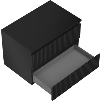 Mexen Rivel kúpeľňová skrinka pod umývadlo 70 cm s pracovnou doskou, 2 zásuvky, drážkovaná, matne čierna - 91A20-07047-2-BFFC71